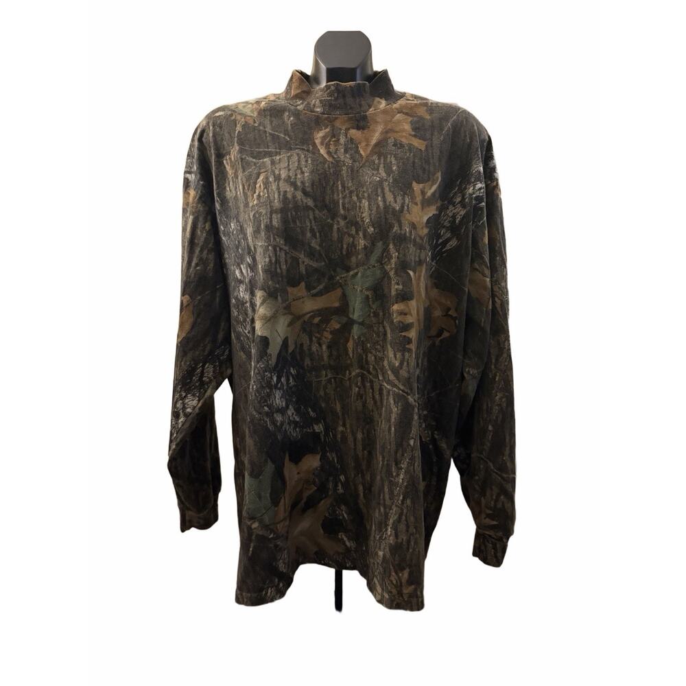 Jerzees Outdoors Camo Long Sleeve Shirt Mens XL Realtree Hunting Mock Neck